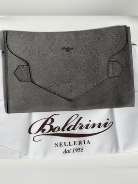 New Boldrini Selleria Italian Leather Clutch Bag Genuine Florentine Vacchetta